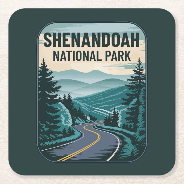 Shenandoah National Park Landscape Square Paper Coaster (Front)