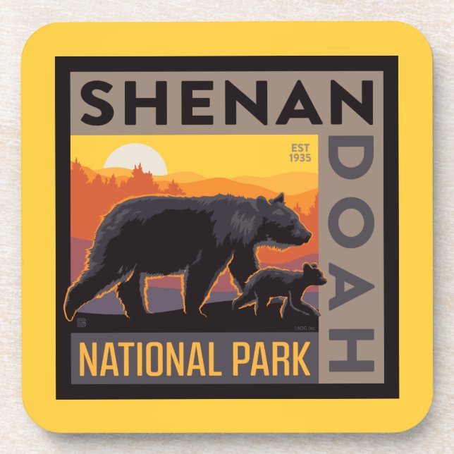 Shenandoah National Park | Mama Bear & Cubs Coaster (Front)