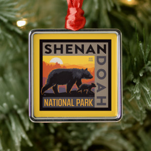 Shenandoah National Park   Mama Bear & Cubs Metal Tree Decoration