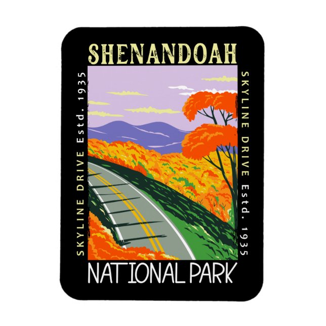Shenandoah National Park Skyline Drive Distressed Magnet (Vertical)