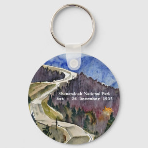 Shenandoah National Park skyline drive water colou Key Ring