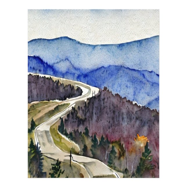 Shenandoah National Park skyline drive water colou Photo Print (Front)