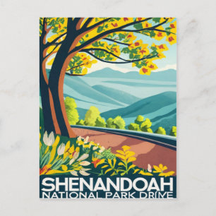 Shenandoah National Park skyline drive water colou Postcard