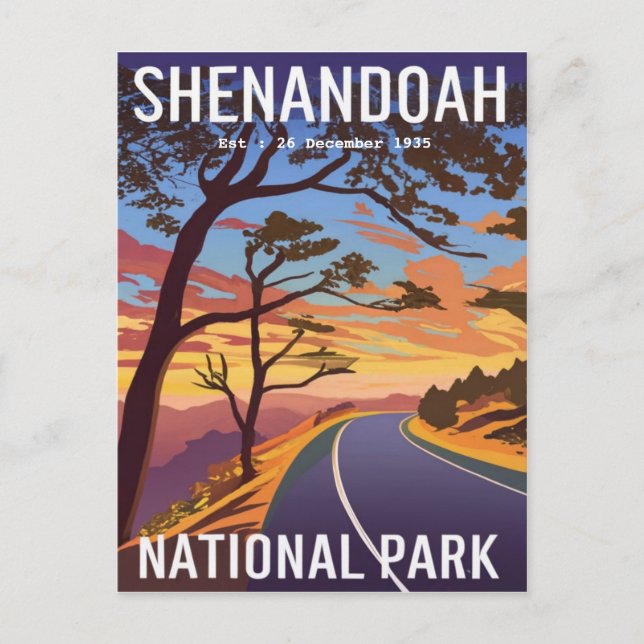 Shenandoah National Park skyline drive water colou Postcard (Front)
