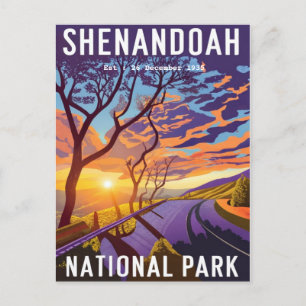 Shenandoah National Park skyline drive water colou Postcard