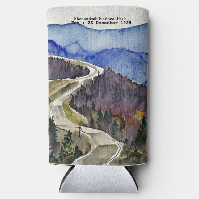 Shenandoah National Park skyline drive water colou Seltzer Can Cooler (Front)