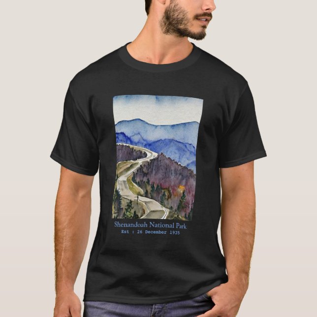 Shenandoah National Park skyline drive water colou T-Shirt (Front)