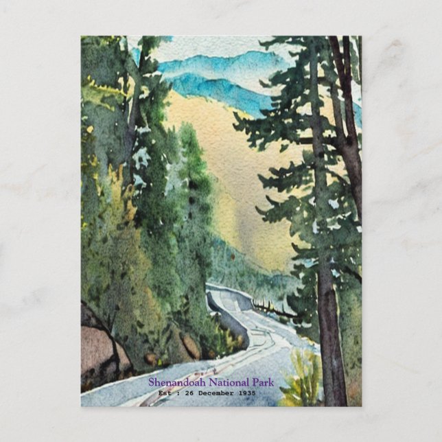 Shenandoah National Park skyline drive Watercolor Postcard (Front)