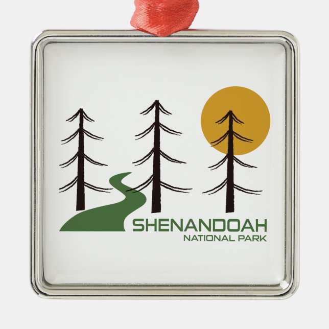 Shenandoah National Park Trail Metal Tree Decoration (Front)
