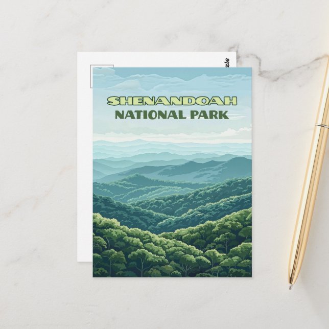 Shenandoah National Park Virginia Blue Ridge Retro Postcard (Front/Back In Situ)