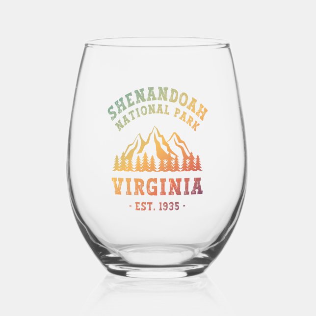 Shenandoah National Park Virginia USA Stemless Wine Glass (Front)