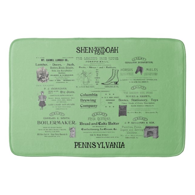 SHENANDOAH PENNSYLVANIA 1880'S ADVERTISING COAL   BATH MAT (Front)