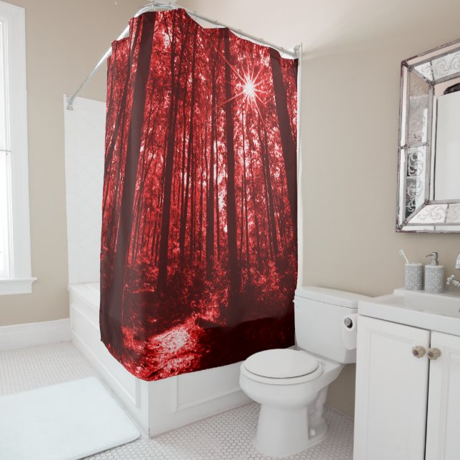 Shenandoah Red Shower Curtain (In Situ)