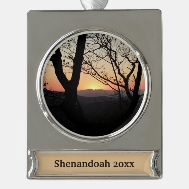 Shenandoah Sunset National Park Landscape Silver Plated Banner Ornament (Front)
