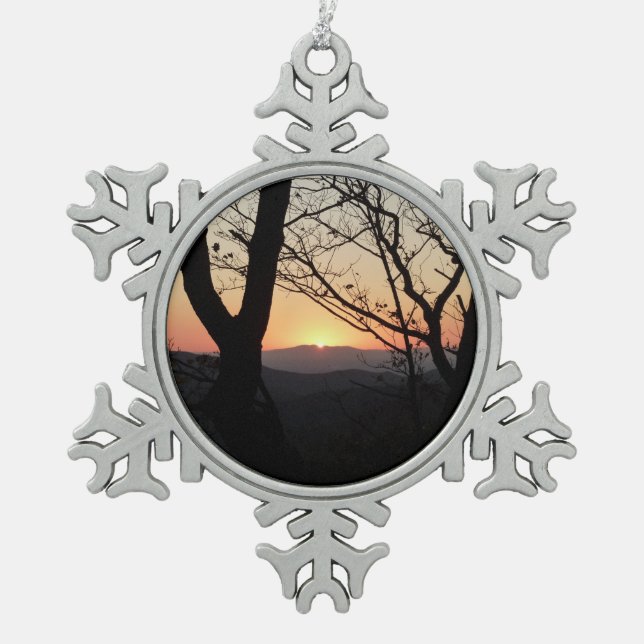 Shenandoah Sunset National Park Landscape Snowflake Pewter Christmas Ornament (Front)