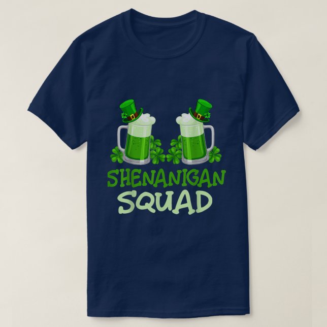 Shenanigan Squad Beer Leprechaun Hat Shamrock  T-Shirt (Design Front)