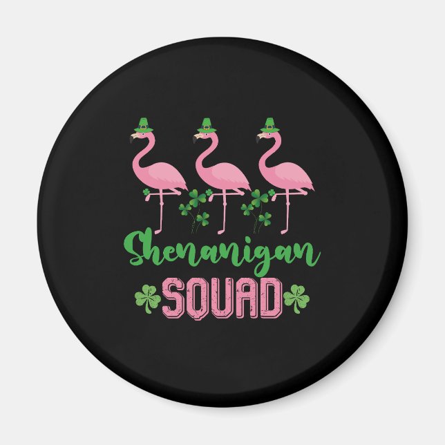 Shenanigan Squad Flamingo Leprechaun St Patrick's  Magnet (Front)
