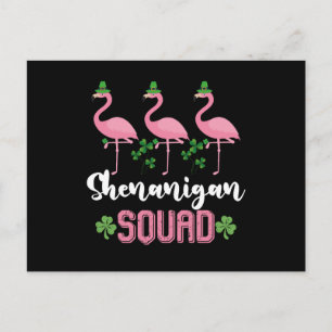 Shenanigan Squad Flamingo Leprechaun St Patrick's  Postcard