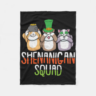 Shenanigan Squad St Patricks Day Cute Cat Irish Ki Fleece Blanket