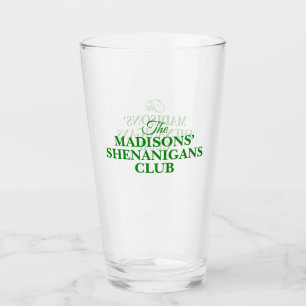 Shenanigan St Patricks Family Name Glass