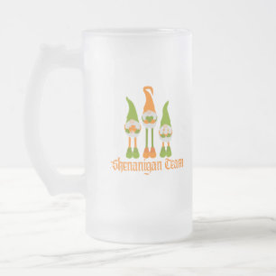 Shenanigan Team with Gnomes on a Frosted Glass Beer Mug