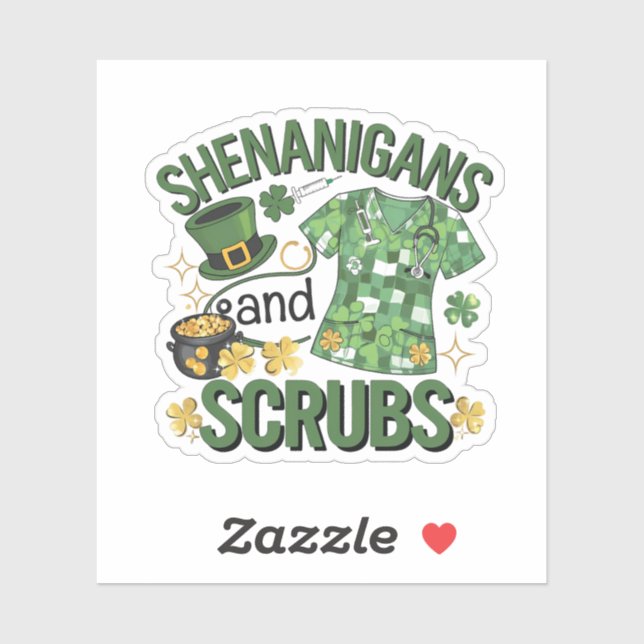 Shenanigans and Scrubs Funny Nursing St Patrick's  (Sheet)