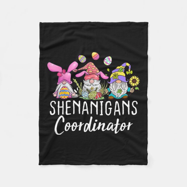 Shenanigans Coordinator Easter Bunny Gnomes Rabbit Fleece Blanket (Front)