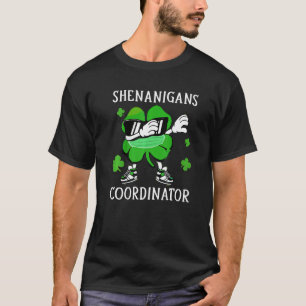 Shenanigans Coordinator Funny Shamrock Mask St Pat T-Shirt