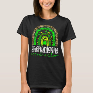 Shenanigans Coordinator Leopard Rainbow St Patrick T-Shirt