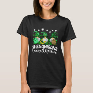 Shenanigans Coordinator Patricks Day Gnomes Green T-Shirt