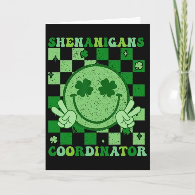 Shenanigans Coordinator Retro Groovy Smile St Patr Card (Front)