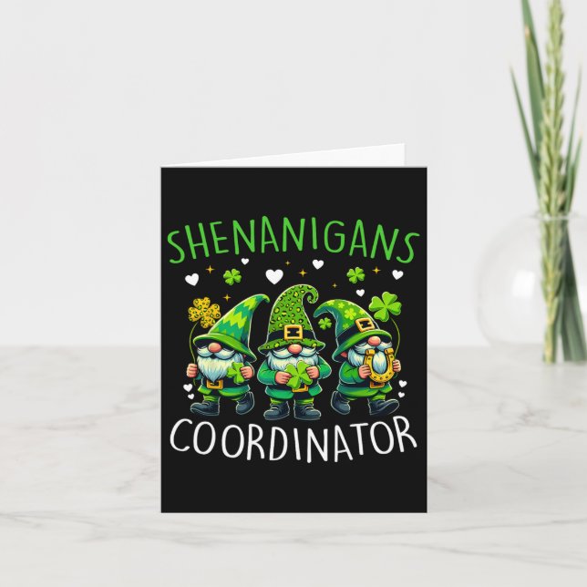 Shenanigans Coordinator St Patricks Day Green Gnom Card (Front)