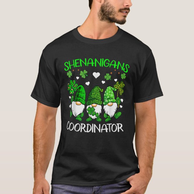 Shenanigans Coordinator St Patricks Day Green Gnom T-Shirt (Front)