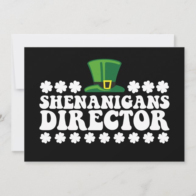 Shenanigans Director Groovy St Patrick's Day Irish Invitation (Front)