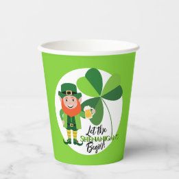 Shenanigans Leprechaun Shamrock St Patrick’s Day Paper Cups