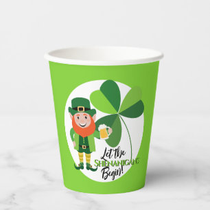 Shenanigans Leprechaun Shamrock St Patrick’s Day Paper Cups