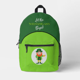 Shenanigans Leprechaun St Patrick’s Day Printed Backpack
