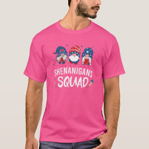 Shenanigans Squad 4th Of July Gnomes Usa Independe T-Shirt