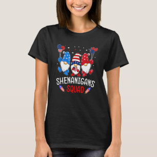 Shenanigans Squad 4th Of July Gnomes Usa Independe T-Shirt