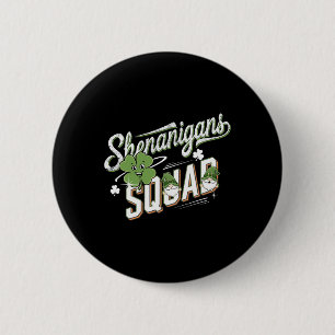 Shenanigans Squad Cute Gnome Irish Shamrock St Pat 6 Cm Round Badge