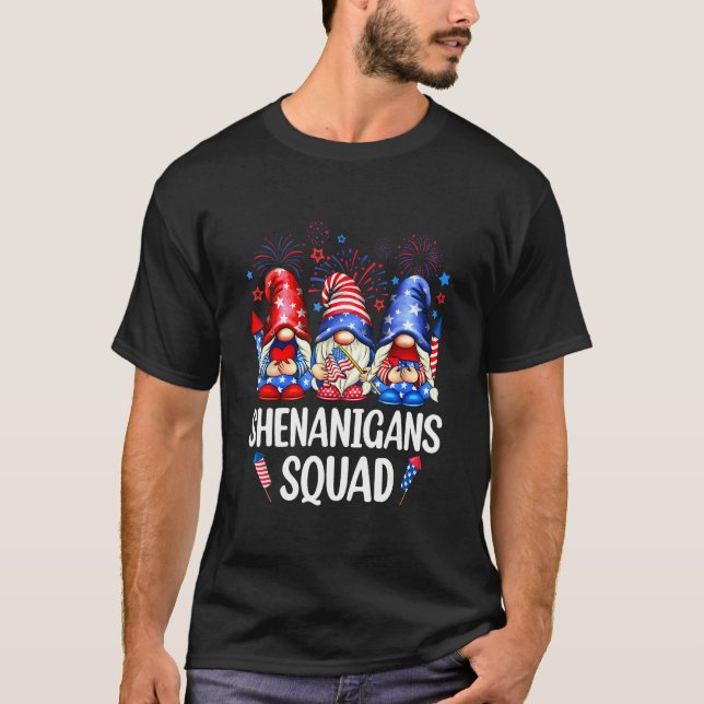 Shenanigans Squad Gnomes USA Independence Day 4th  T-Shirt (Front)