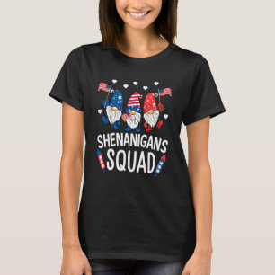 Shenanigans Squad Happy 4th Of July Gnome Patriot T-Shirt