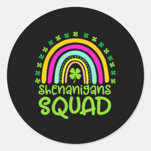 Shenanigans Squad Happy St Patrick's Day Rainbow S Classic Round Sticker
