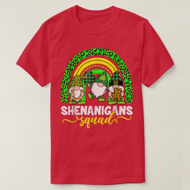 Shenanigans Squad Irish Gnomes Rainbow St Patrick' T-Shirt (Design Front)
