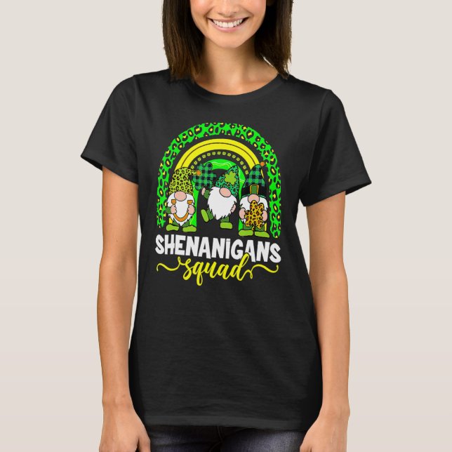 Shenanigans Squad Irish Gnomes Rainbow St Patrick' T-Shirt (Front)