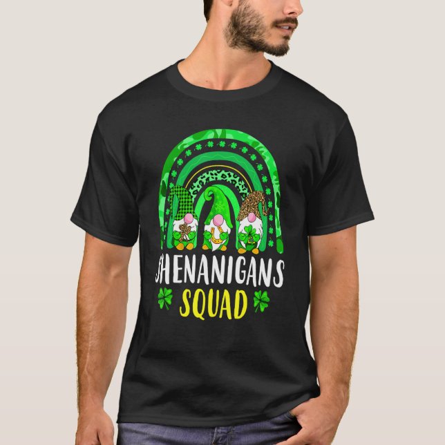 Shenanigans Squad Irish Gnomes Rainbow St Patrick' T-Shirt (Front)