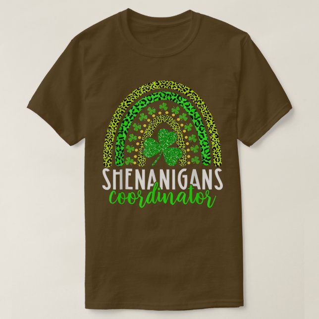 Shenanigans Squad Irish Leopard Rainbow St Patrick T-Shirt (Design Front)