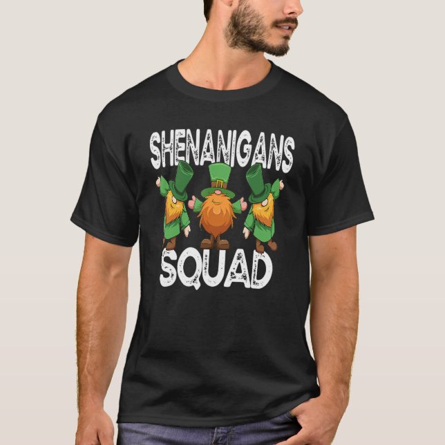 Shenanigans Squad Irish St Patricks Day Gnomes Sha T-Shirt (Front)