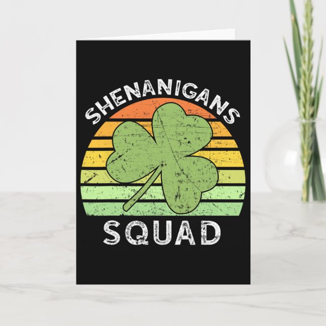 Shenanigans Squad Matching Vintage St Patricks Day Card (Front)