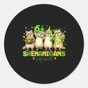 Shenanigans squad raccoon for kids women men st classic round sticker